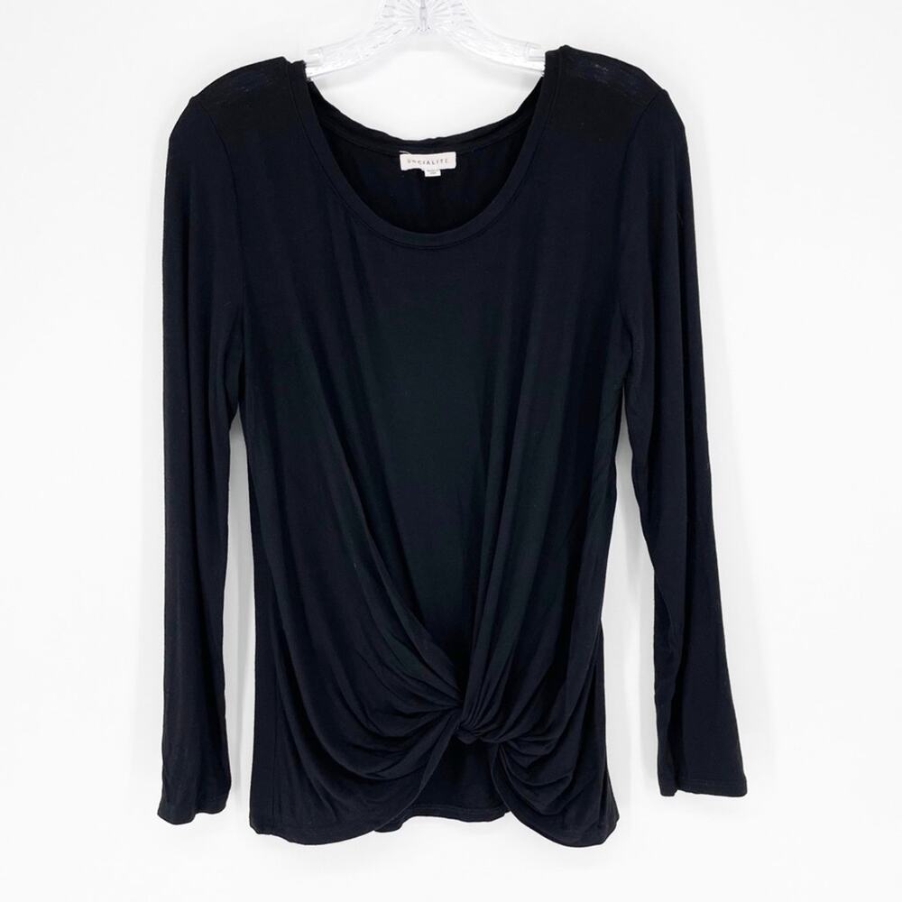 Socialite Long Sleeve Knotted Front Top Size Small
